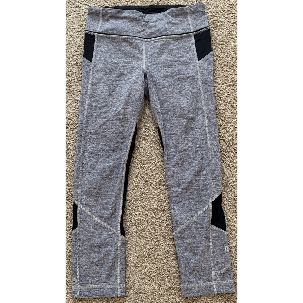 Lululemon Pace Rival Crop Leggings‎ 22" Heathered Black Size 6
